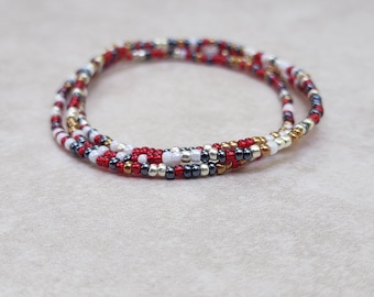 11/0 Chime Set of 3 Tiny Stretch Stackable Seed bead bracelet set