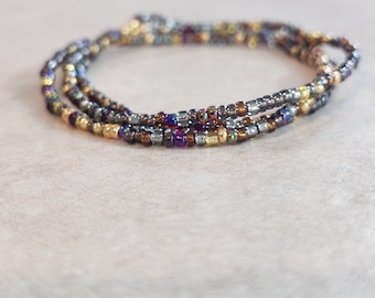 11/0 Set of 3 tiny stretch Roxy stackable seed bead bracelets, dainty seed bead bracelets
