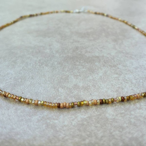 11/0 Gold Blend necklace tiny seed bead necklace