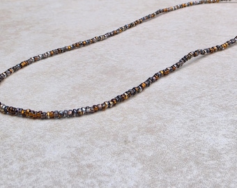 11/0 Copper Mine necklace tiny seed bead necklace, shades of magic copper, smokey topaz and black diamond