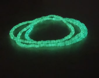 11/0 Set of 3 Glow in the dark Japanese crystal stretch seed bead bracelet set
