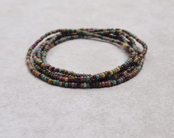 11/0 -WRAP- 36 inch Tropical Picasso Tiny Seed bead wrap bracelet