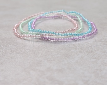 11/0 Set of 4 Glow in the Dark Tiny Japanese stretch seed bead bracelet set