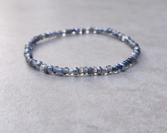 8/0 Single Morning Fog  stretch stackable seed bead bracelets, shades of grey individual stretch seed bead bracelets
