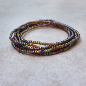 11/0 -WRAP- 36 inch Transparent Light Brown AB Tiny Seed bead wrap bracelet