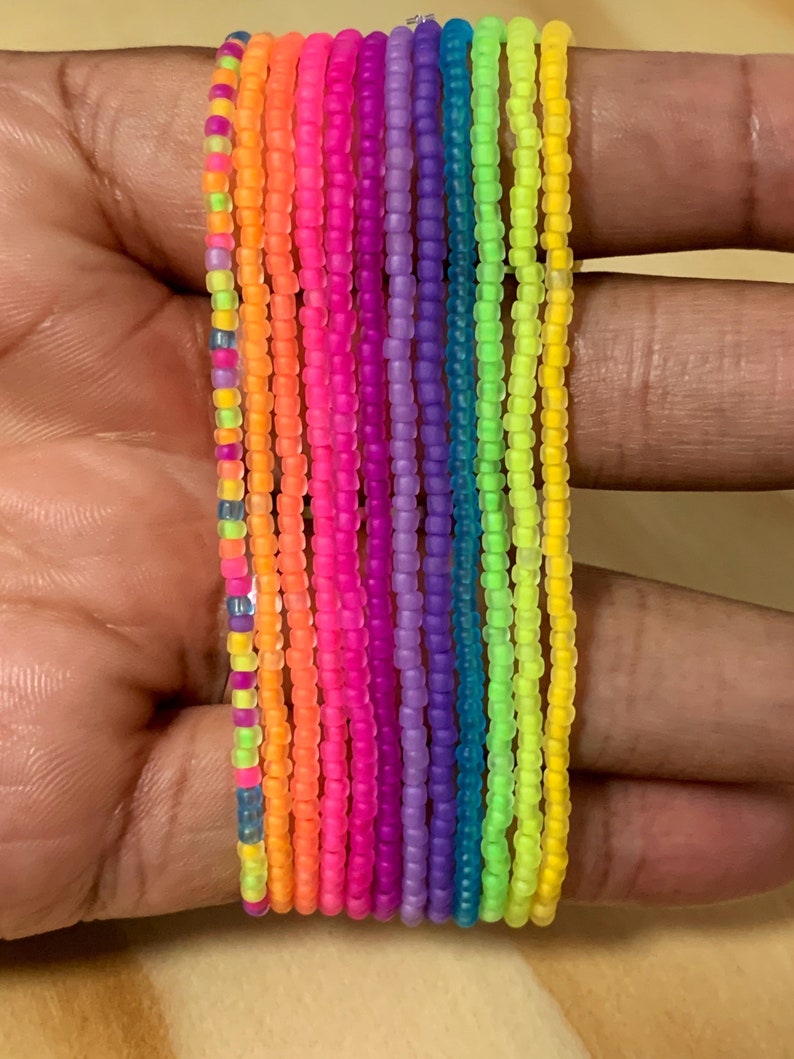 11/0 Matte/Frosted Neon seed bead bracelets colorful stretchy Etsy