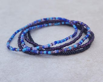 11/0 Magical tiny stretch seed bead bracelet set, stackable dainty stretch seed bead bracelet set