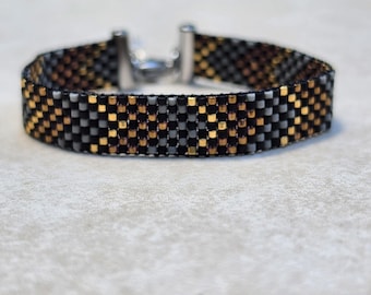 Geometric miyuki woven seed bead bracelet, bead loom seed bead bracelet