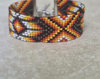 Miyuki Seed Bead Loom Bracelet, woven seed bead bracelet