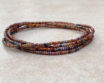 11/0 -WRAP- 36 inch Earth Tones Tiny Seed bead wrap bracelet