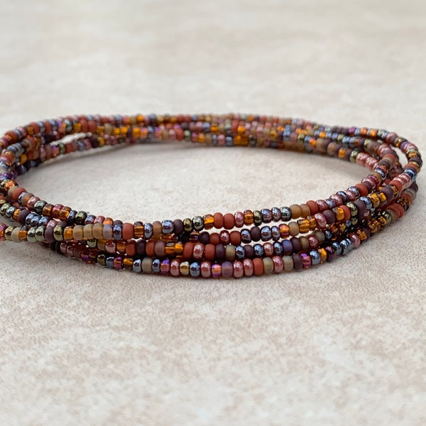 11/0 -WRAP- 36 inch Earth Tones Tiny Seed bead wrap bracelet