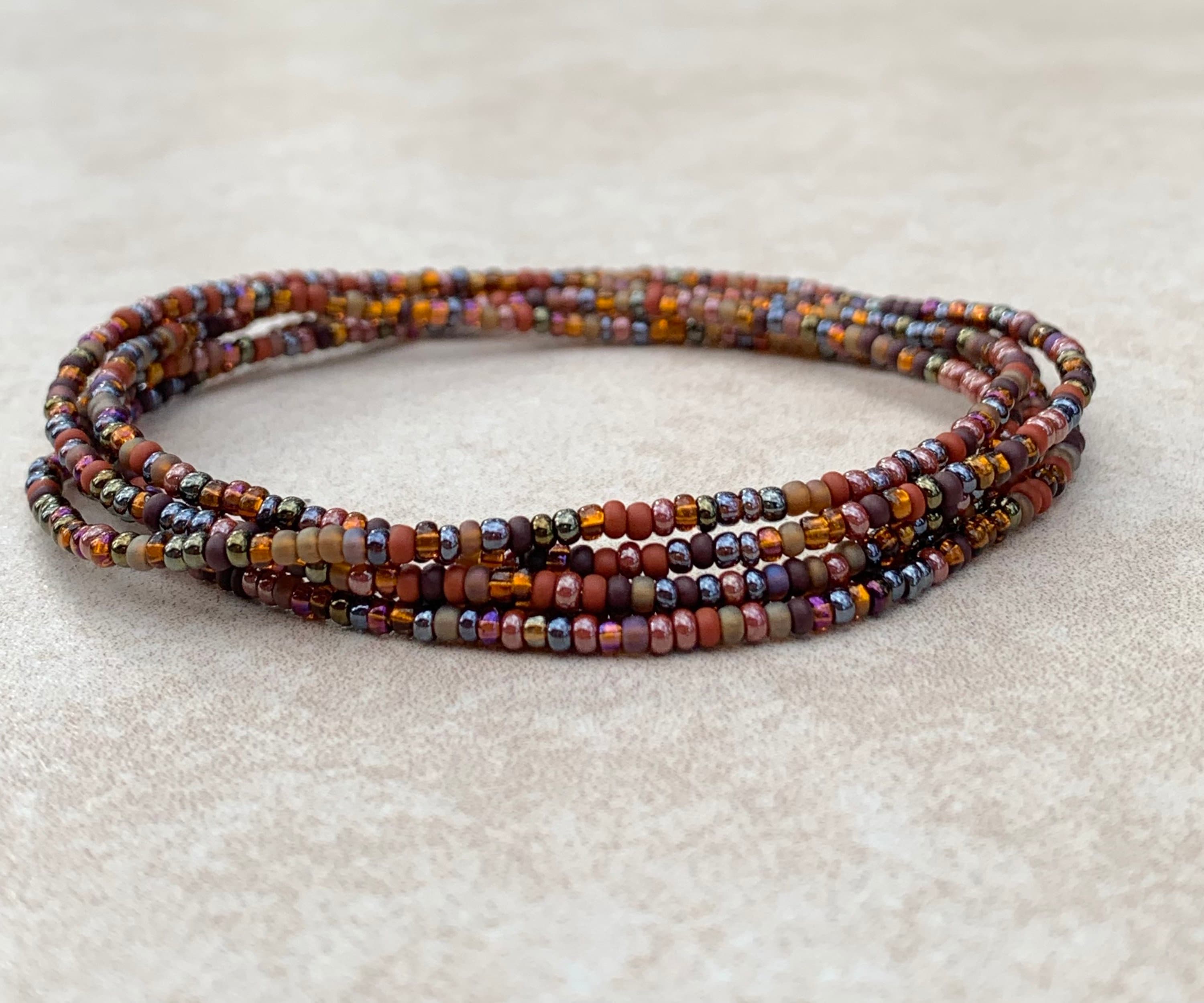 11/0 -WRAP- 36 Inch Earth Tones Tiny Seed Bead Wrap Bracelet