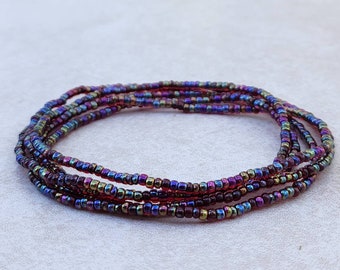 11/0 -WRAP- 36 inch Transparent Garnet AB Tiny Seed bead wrap bracelet