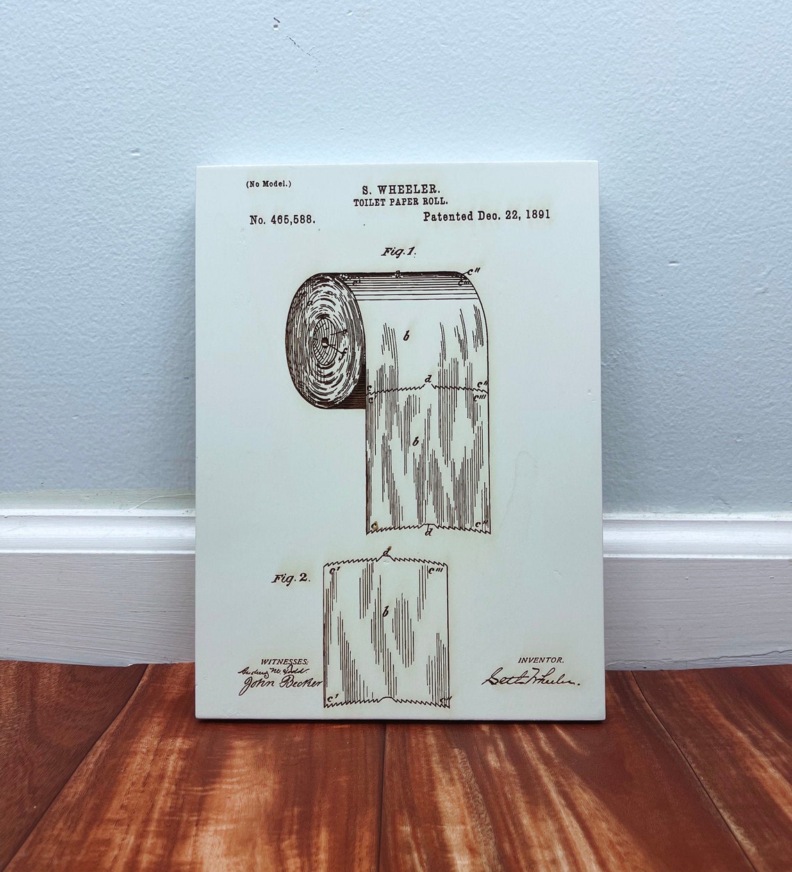 Toilet Paper Dispenser Patent Laser Etched in Wood FREE Etsy