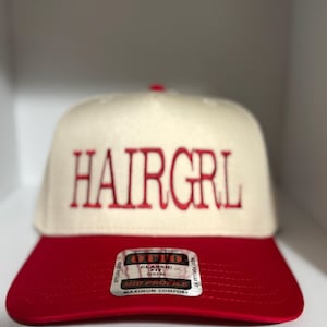 Red \'All American Hairstylist\' NEW Embroidered Trucker Hat All American Red Trucker Hat – Southern Bliss Company main image 2