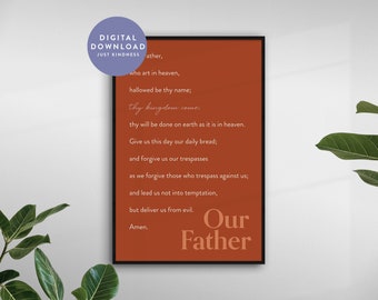 OUR FATHER Prayer | Printable, Art Poster, Wall Decor, Scripture Art, Christian Art, Bible Verse Art, Home Decor, Digital Art