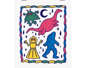 Bunte Cryptids Art Pint Matte Vertikale Poster