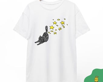 Skurriles schwarze Katzen Sternenstaub Unisex T-shirt