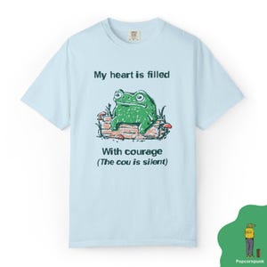 Camiseta com ilustração divertida de sapo | Camiseta "Meu coração está cheio de coragem"