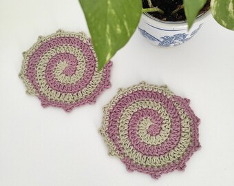 Set of 2 Crochet Spiral Coasters,Handmade coasters,Home Decor