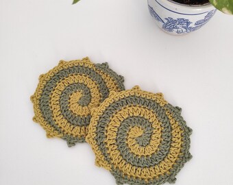 Set of 2 Crochet Spiral Coasters,Handmade coasters,Home Decor