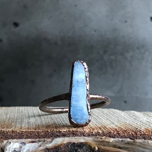 Kyanit Kupfer Ring | Natürlicher Kristallring | Handgemachter organischer Schmuck | Natürlicher Edelstein Ring | Einzelstück