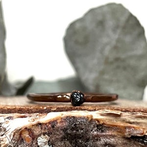 Raw black diamond copper ring | Dainty diamond engagement ring | Conflict free diamond ring | April birthstone | Unique jewelry