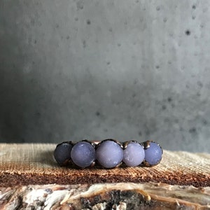 Multi grape agate copper ring | Unique raw natural crystal ring | Handmade organic jewelry | Botryoidal purple chalcedony ring