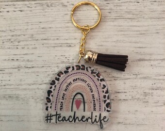 Teacher Rainbow Keychain