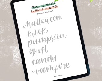 Lettersbyandre Halloween Themed Practice Sheets | perfect for pringing or to use in Procreate