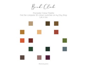 Book Club Procreate Color Palette 30 Cozy Autumn Colors Warm