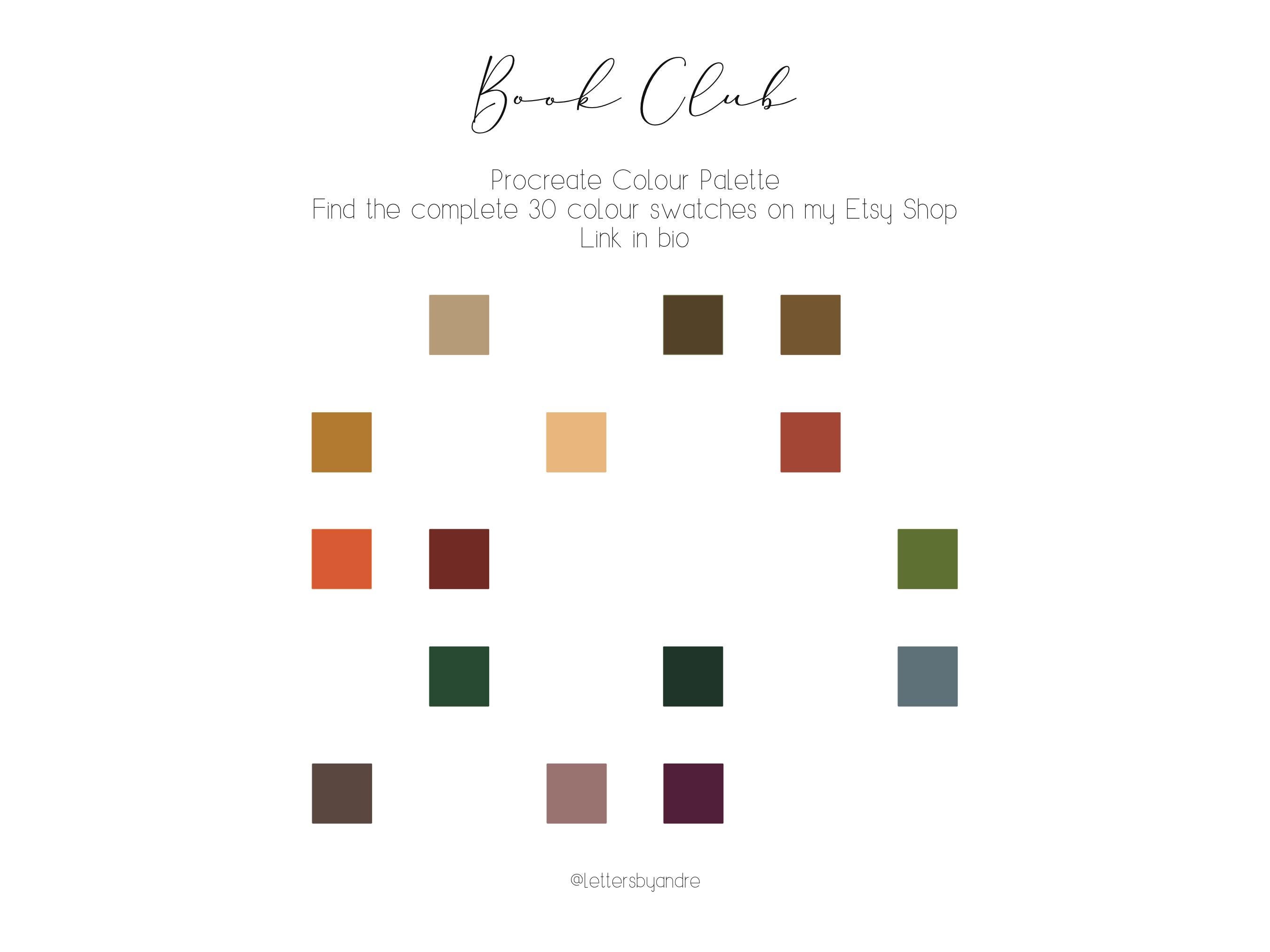 Color Combinations Book Club Book Club Procreate Color Palette | 30 Cozy Autumn Colors | Warm ...