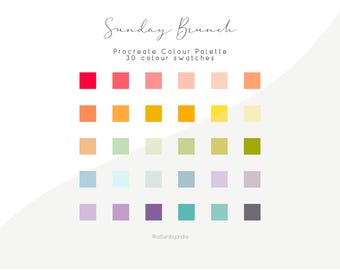 Sunday Brunch Procreate Colour Palette | 30 Handpicked Pastel Swatches for Digital Art & Lettering