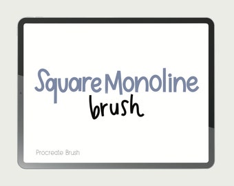 Pincel de letras de línea cuadrada monolineal / Pincel para Procreate (Descarga digital)