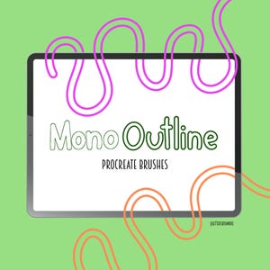 2 Procreate Brushes | Monoline Outline Brush for Procreate on iPad | Lettering brush | drawing brush | Brush for Procreate | outline brush