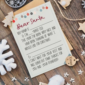 Lettersbyandre Carta imprimible a Santa l Carta de Navidad / carta para niños a Santa