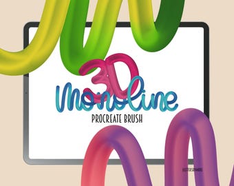 Procreate Pinsel | Kalligraphie Pinsel | Beschriftungs-Pinsel | Digitalpinsel | Pinsel für Procreate | Procreate Pinsel | 3D-Monoline-Pinsel