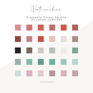 Paleta kolorów Procreate Nutcracker | 30 eleganckich i świątecznych próbek kolorów | Cyfrowa paleta kolorów dla Procreate