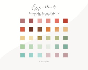 Paleta kolorów Procreate Egg Hunt | 30 wiosennych, jasnych kolorów (do pobrania w wersji cyfrowej)