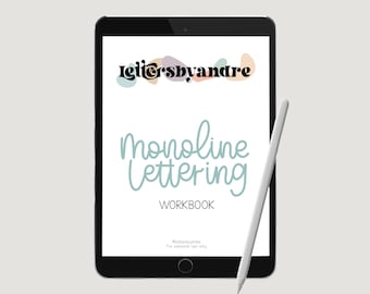 Lettersbyandre Monoline Workbook | Lettering Workbook | Practice Sheets | Procreate Lettering | Digital Lettering | Traditional Lettering