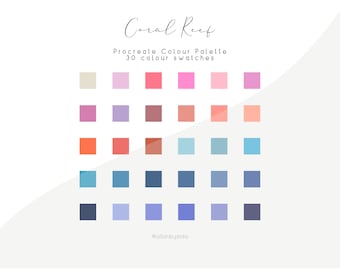 Coral Reef Procreate Color Palette | 30 Dreamy Coastal Swatches for Illustrations, Lettering & Digital Art