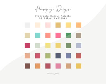 Happy Days Procreate Color Palette | 30 Handpicked Swatches for Digital Art & Illustration