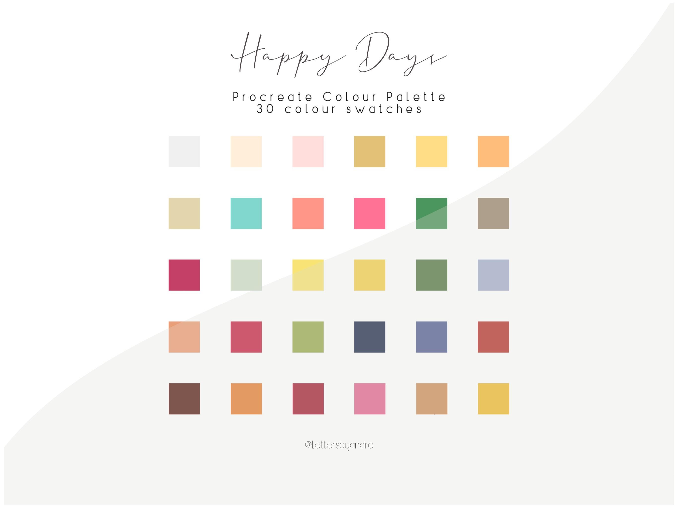 Happy Days Procreate Color Palette — 30 Handpicked Swatches for Illustrators, Lettering & Digital Art