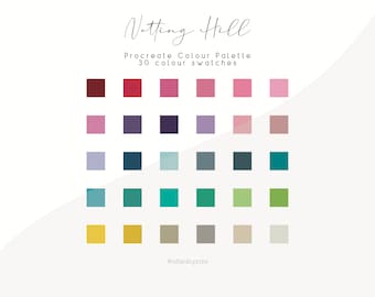Notting Hill Procreate Color Palette | 30 Vibrant & Pastel Colors | London-Inspired Digital Art Swatches