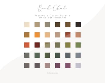 Book Club Procreate Color Palette | 30 Cozy Autumn Colors | Warm & Earthy Digital Art Swatches