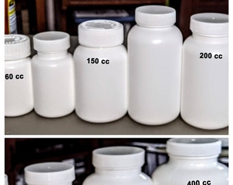 White Bottles Storage Upcycle Plastic (30cc, 40cc, 60cc, 75, 85cc, 100cc, 150cc, 200cc, 225cc, 250cc, 275cc, or 300cc, 400cc, 500cc)