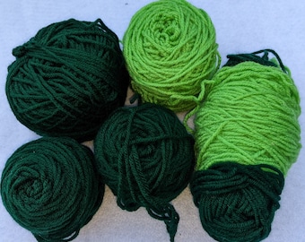 5 Skeins of Acrylic yarn in light and darker green
