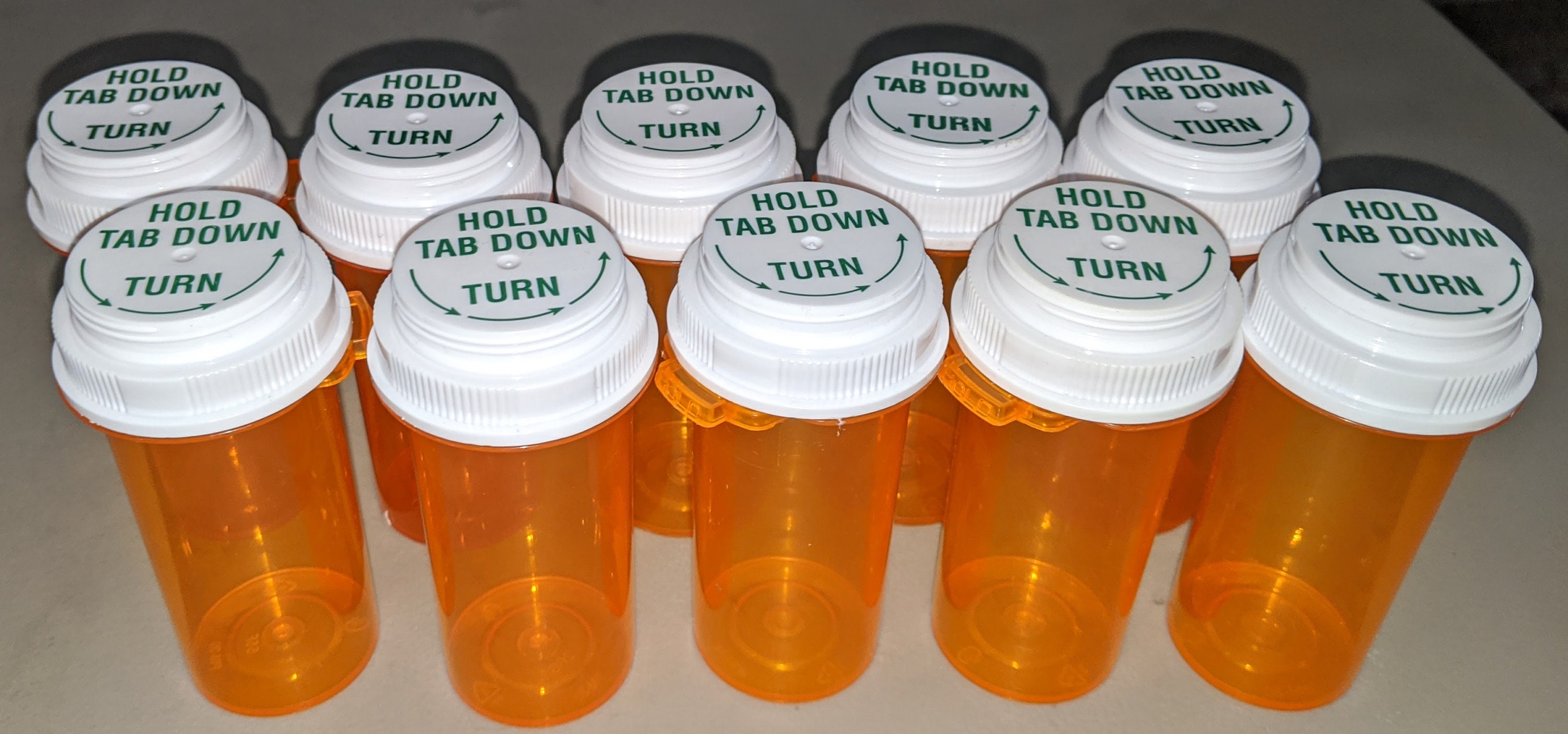 10 Medium Pill Bottles Storage Upcycle 2-sided Reversible Lids