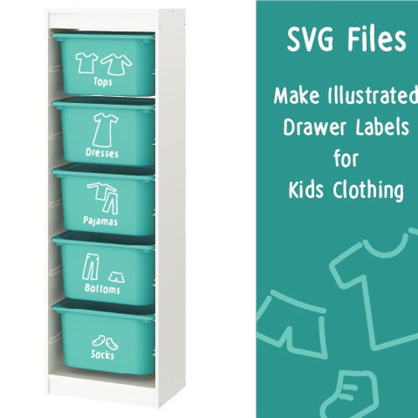 Drawer Label Art- pour commode pour enfants - Fichier SVG - Fichiers numériques