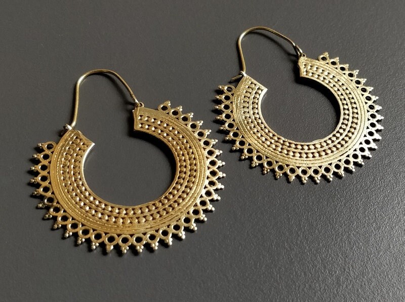 A Indian Tribal Hoop Earring/Nickle Free Brass Hoop Etsy